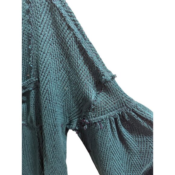 ✌️ 2/$40 ✌️ We The Free Womens Teal Chevron Knit V-Neck Sweater Top Size S - Picture 6 of 8